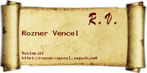 Rozner Vencel névjegykártya